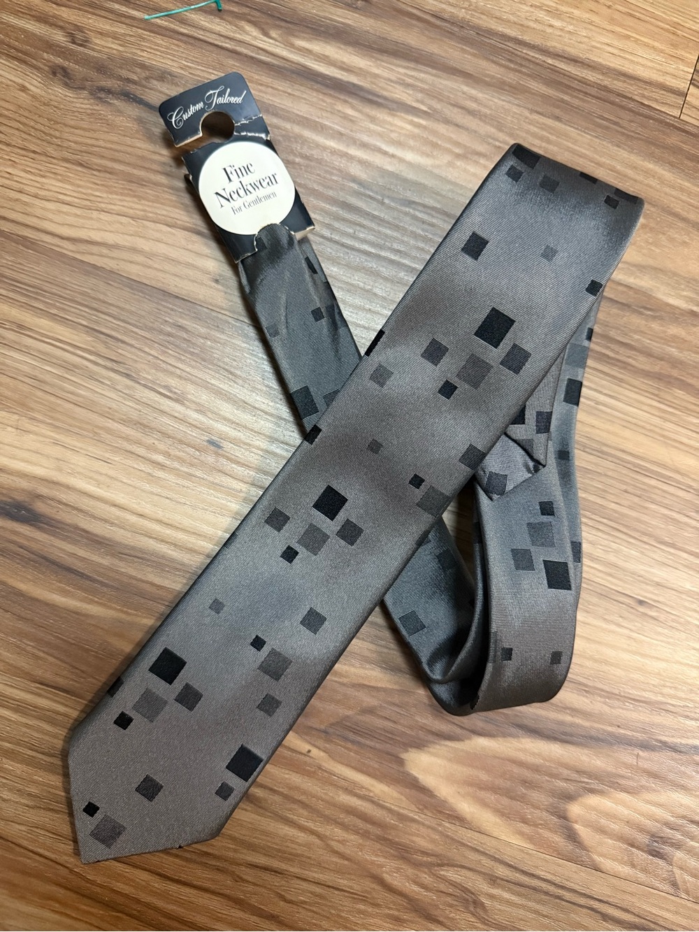 NWT Vintage Wembley Gray Pixel Block Pattern Tie Retro Mod Mad Men Style